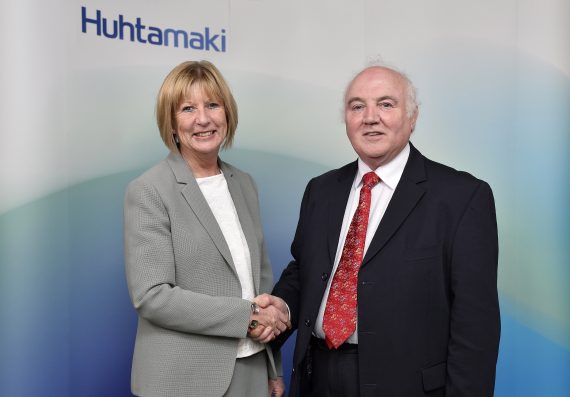 Rosemary Mason, Managing Director Huhtamaki Foodservice Western Europe and UK, and Terry Cross OBE, founder of Delta Print and Packaging.